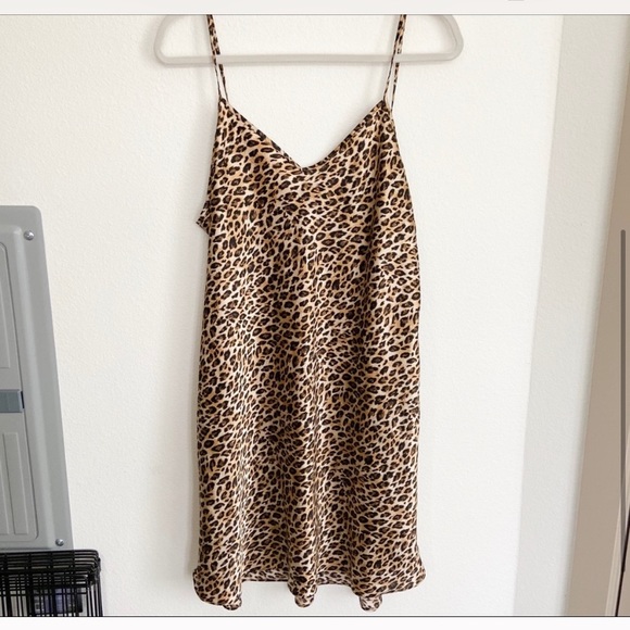 Vintage Satin Leopard Mini Slip Dress